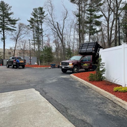 Green Horizons Landscaping 23 yards of much for Dunkin' Donuts Rockland, MA